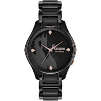 RELOJ CITIZEN ECO-DRIVE DISNEY DE CUARZO PARA MUJER, MODELO MALÉFICA EN ACERO